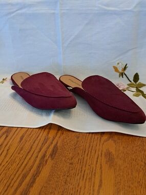 Maurices Wine Burgundy Pointed Toe Slip-On Mules